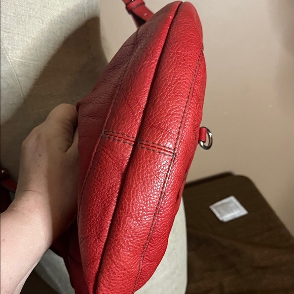 Vintage red pebble leather crossbody bag shoulder - Picture 8 of 8